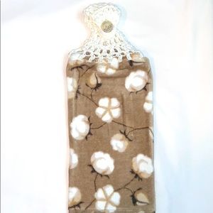 Hand Crafted Pussywillow Crocheted Top Hanging Kitchen or Bathroom Hand Towel